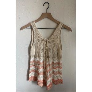Women’s Pink And White Crochet Tank Top